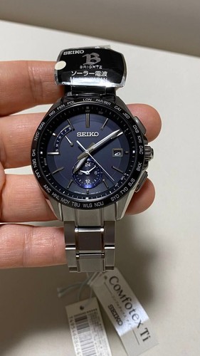 Seiko Brightz SAGA235 Radio Vague Contrôle Titane Blk SLV Solaire Montre Hommes - Photo 6 sur 7