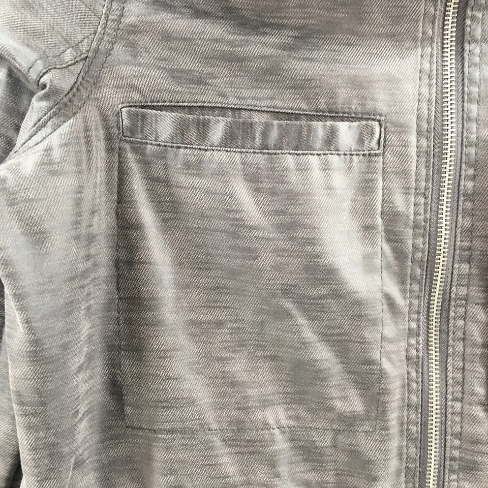 Jou Jou Biker Jacket Womens Small Grey Full Zip Mock Neck Zipped Pocket Casual - Image 4 of 4