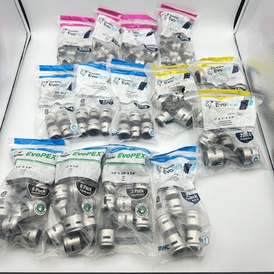 Huge Lot Of Shark Bite Evopex Fittings. 1/2x1/2, 3/4x1/2, 1x1x3/4, 3/4x3/4. New!