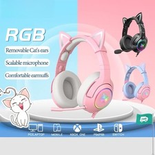 Wired Headphones with RGB Light Flexible HD Mic 3.5mm Gaming Headset Earphones