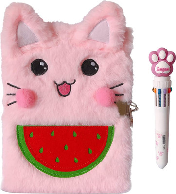 Cat Diary for Girls with Lock and 2 Keys,Kids Journal Notebook Gift Set with Mul