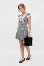 BNWT Rixo LACIE Beth Check Black Mini Dress SZ: XL PRP: £195