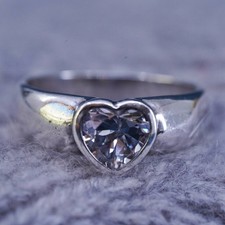 Size 7, vintage Sterling silver 925 engagement ring with cz heart