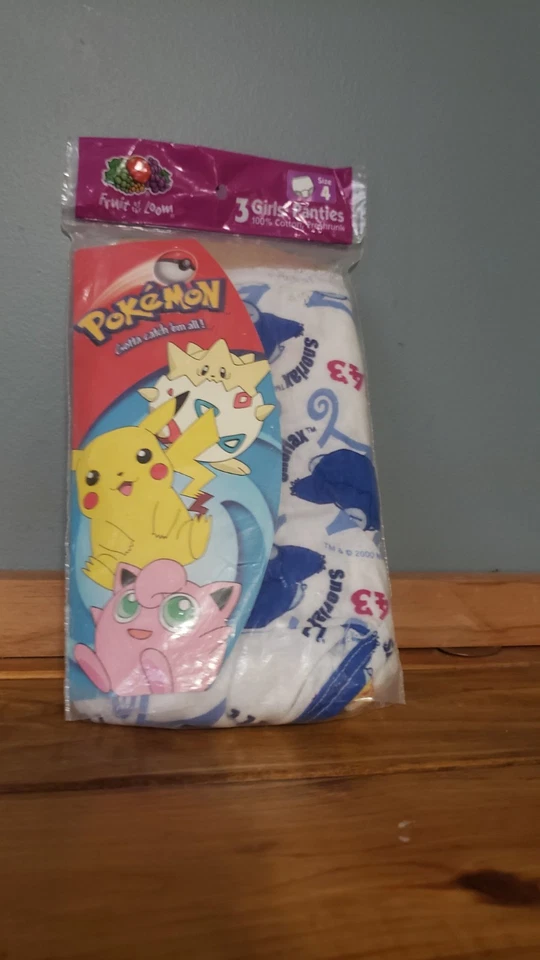 RARO VINTAGE 1999 TALLA 4 Niñas Fruit Of The Loom Funpals Pokemon Ropa Interior Foto 2 de 4