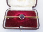 ANTIQUE EDWARDIAN 15ct GOLD & LARGE 1.5 CARATS AMETHYST PIN BAR BROOCH @3.7g