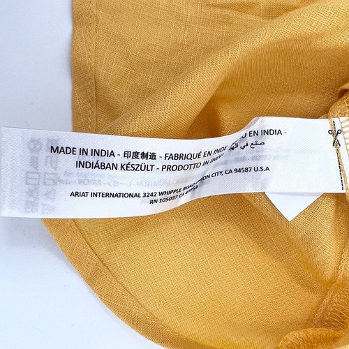 ARIAT Women's Sz S Yolk Yellow Carmen 3/4-Sleeve Cinch-Waist-Tie Blouse Top NWT - Picture 8 of 11