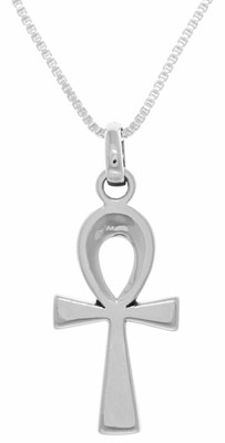 Jewelry Trends Sterling Silver Egyptian Ankh Pendant on 22 Inch Box Chain Neckla