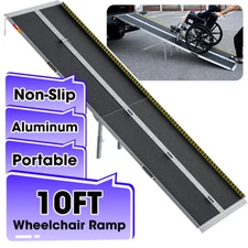 Portable Wheelchair Ramp 10FT Non-Slip Aluminum Folding Handicap Ramp Scooter