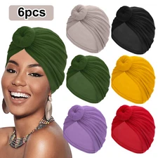 6PCS Women African Flower Knot Headwraps Bonnet Turban Beanie Cap Headwear