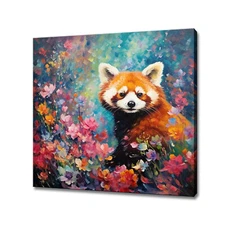 Cute Red Panda Bear Colourful Canvas Print Wall Art Animal Picture Gift