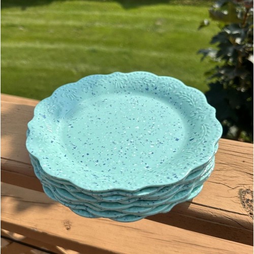 Lot Of 8 Pioneer Woman Melamine Juliette Teal Speckled Dessert/ Salad 8" Plates