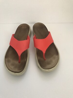 Ecco Women's Corksphere Thong Flip-Flop, Coral Nubuck, Size 11 Pre-Owned