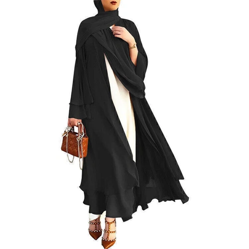 Muslim Style Womens Long Open Cardigan Maxi Chiffon Dress Kimono Abaya Kaftan! - Picture 11 of 37