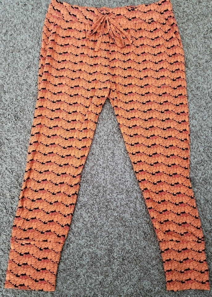 Kate Quinn-BAMBOO-Hot House Floral-Black/Orange-Joggers-Halloween-Comfy Pants-M - Image 3 of 4
