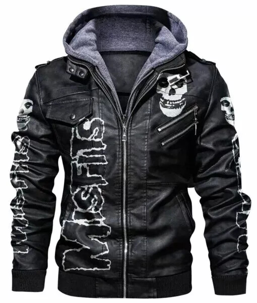 Men's Retro Skull Motorcycle Bomber Jacket | Black Hooded Winter