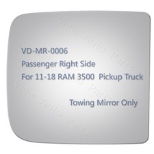 Upper Towing Mirror Glass for 11-18 Ram 3500 Pickup Passenger Right Side RH 4340