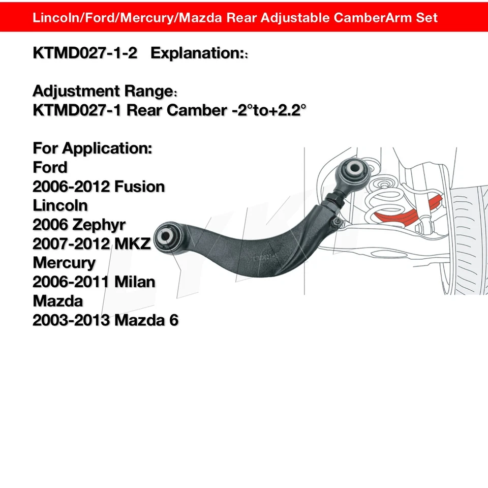 LYKT 2pcs Adjustable Rear Camber Kit for FordFusion、Mazda6、MercuryMilan、Lincoln Foto 2 de 4