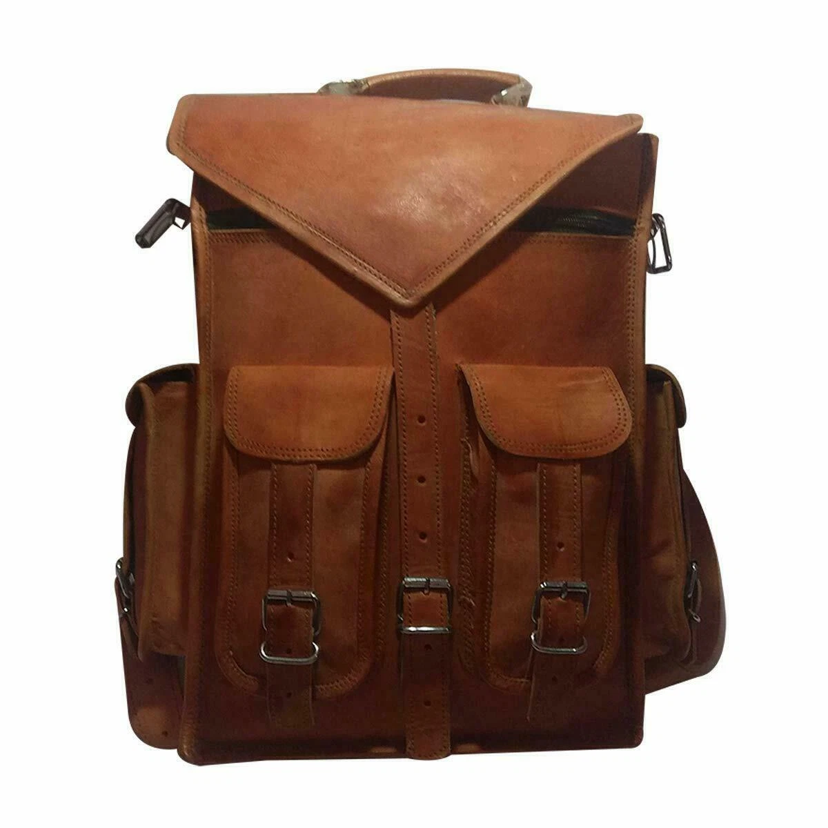 Fabulous vintage leather Genuine backpack rucksack travel school laptop bag