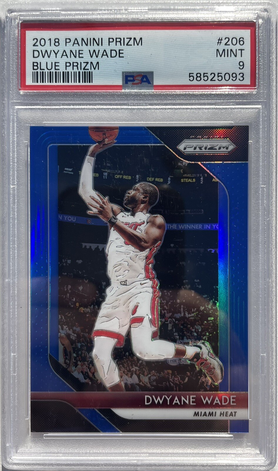 Dwyane Wade 2018 Panini prizm Blue Prizm #206 PSA 9 Serial Numbered 111/199