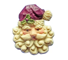 American Greetings PIN Christmas Vintage SANTA CLAUS FACE 1980s Holiday Brooch