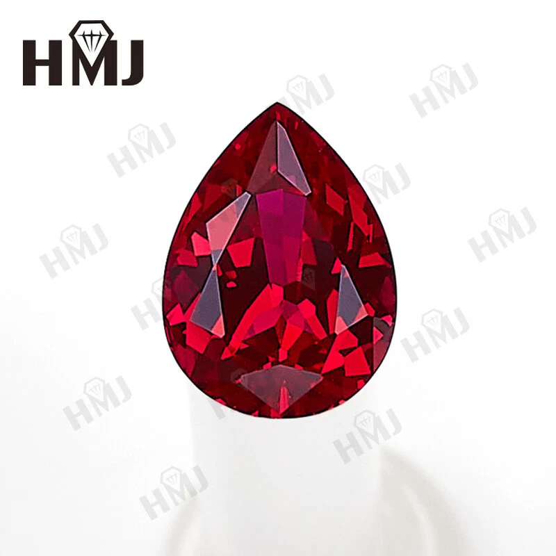 Ruby Pear Cut Loose Gemstone Blood Red Lab-Created Genuine Corundum Lab Grown - Image 4 of 4
