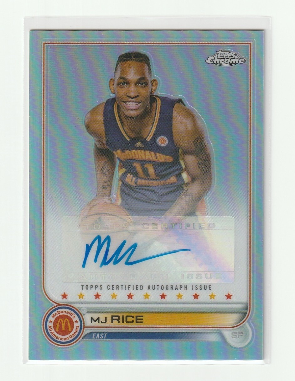 MJ RICE 2022 Topps Chrome McDonalds All American Refractor AUTO KANSAS ...
