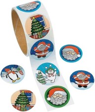 Holiday Christmas Stickers - 100 Count Roll