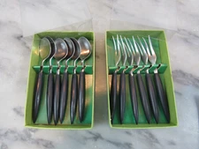 Vintage MCM JAPAN stainless Corn HorDerves Forks Spoons BARWARE SET OF 12!