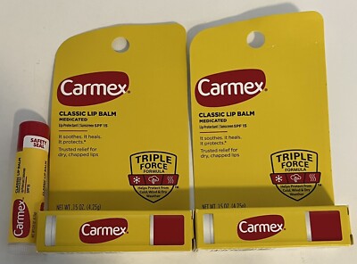 3-Pack Carmex Classic Lip Balm Protectant Sunscreen SPF15