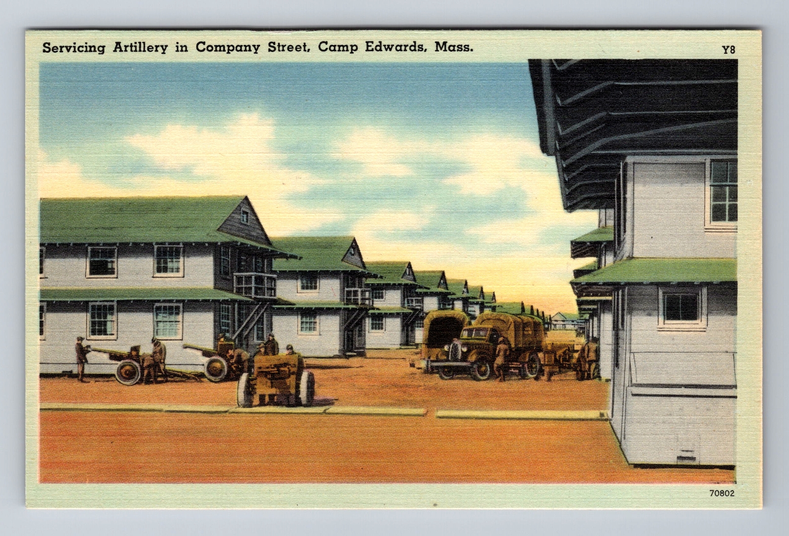 Camp Edwards MA-Massachusetts, Servicing Artillery Company St Vintage Postcard