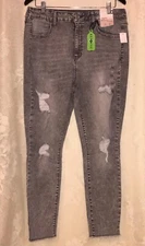 So Good For Life Light Gray Stretchy Distressed Denim Jeggings Sz 17/33 NWT