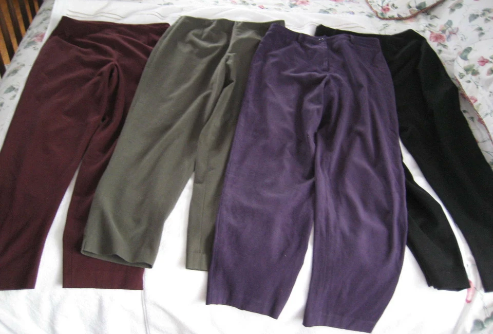Lote 4 Pantalones Talbots Pierna Cónica Talla 10 Oliva, Granate, Púrpura, Negro, Elástico Poliéster