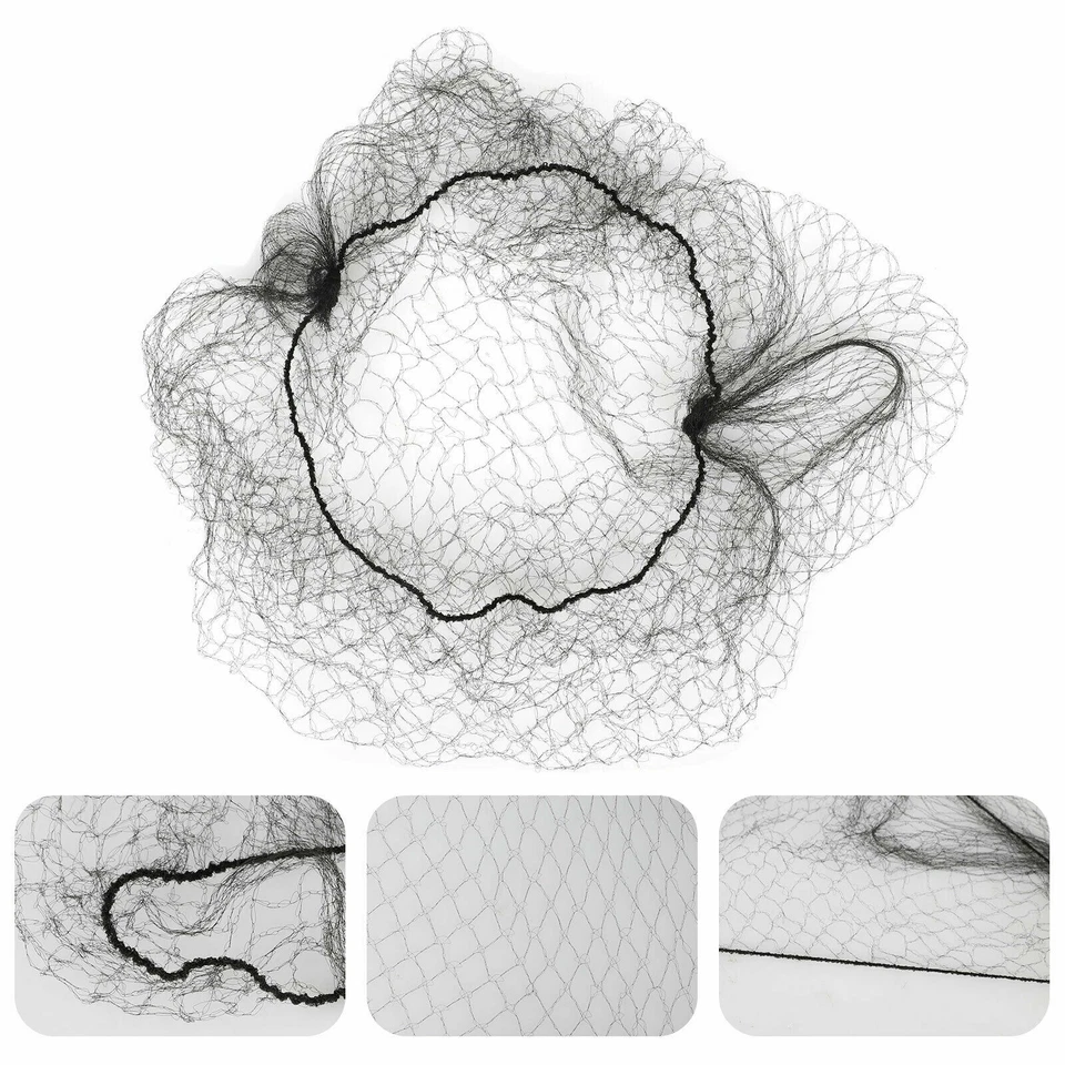 NEW Invisible 5+ BLACK Mesh Hair Nets Cover Elastic Edge FREE FAST US SHIPPNG - Image 2 of 4