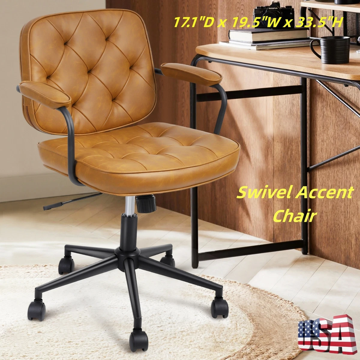 Swivel Accent Chair With Upholstered Armrest for Small Spaces
