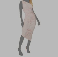 $206 Norma Kamali Women's Pink Ruched Diana Dress Size L/40
