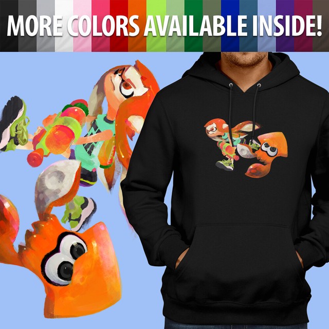 Splatoon Ink Paint Orange Inkling Squid Girl Pullover Sweatshirt Hoodie