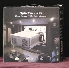OpticVue-X10 Home Theater 4k Full HD Projector w/72" Zero Edge Motorized Screen