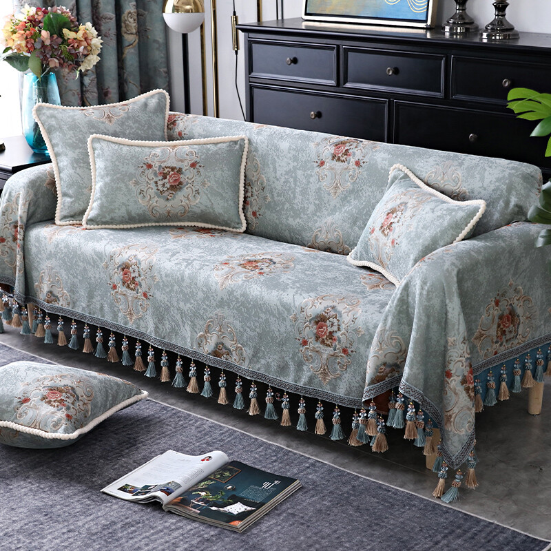 Vintage Jacquard Couch Cover Seater Tassel Floral Sofa Covers for Living  Room