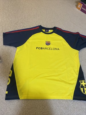 FC Barcelona FCB  T-Shirt Yellow UNISEX/MEN Size Large Crew Neck Cotton NEW