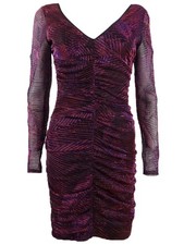 Guess Women's Metallic-Print Ruched Bodycon Dress (6, Multi) 888807467321