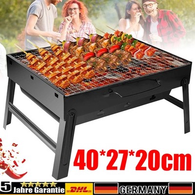 BBQ Grill Holzkohlegrill Klappgrill Standgrill Tragbarer Campinggrill Edelstahl