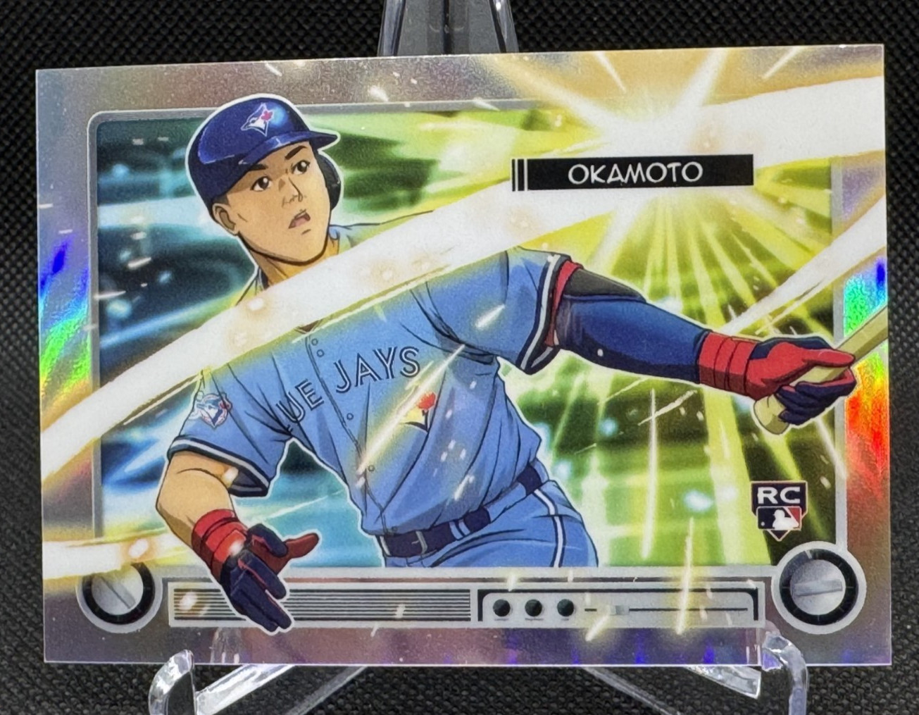 2026 Topps Bowman Chrome Kazuma Okamoto RC BA-17 Anime Refractor SSP Blue Jays