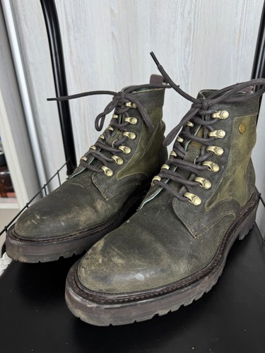 Barbour x Cheaney lace-up upcycled waxed-cotton ankle boots - Picture 8 of 16