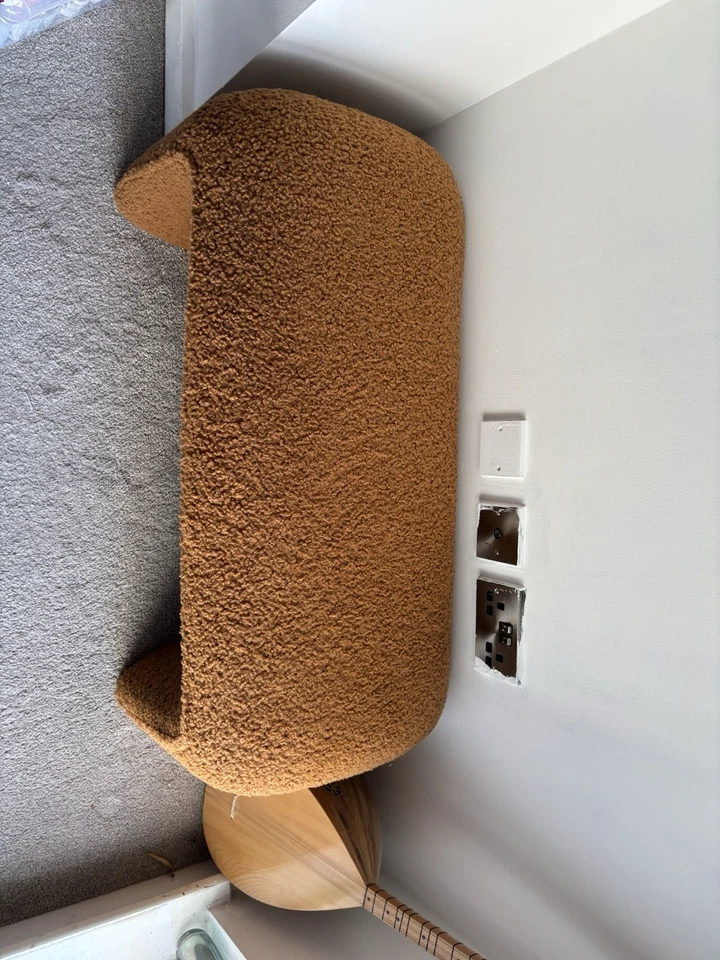 Faux Fur Ottoman And Pillows, Plush Stool Brown - Image 3 of 4