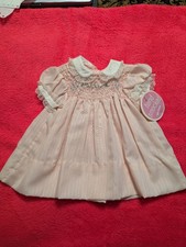 Vintage Polly Flinders Hand Smocked Pink Stripe Dress 6-9 Months 2180