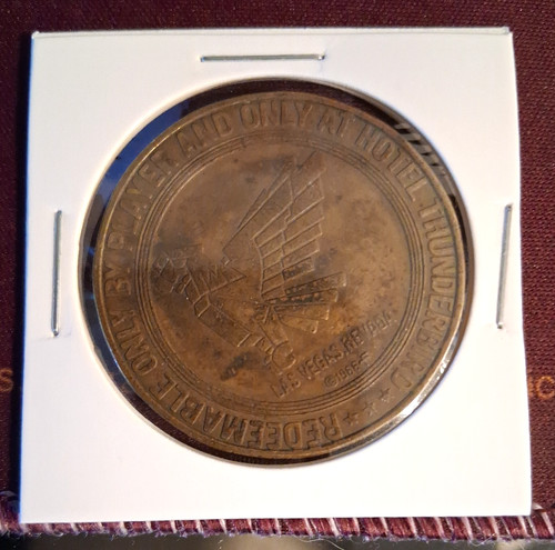 1966 Thunderbird Casino $1 One Dollar Copper Gaming Token/Coin