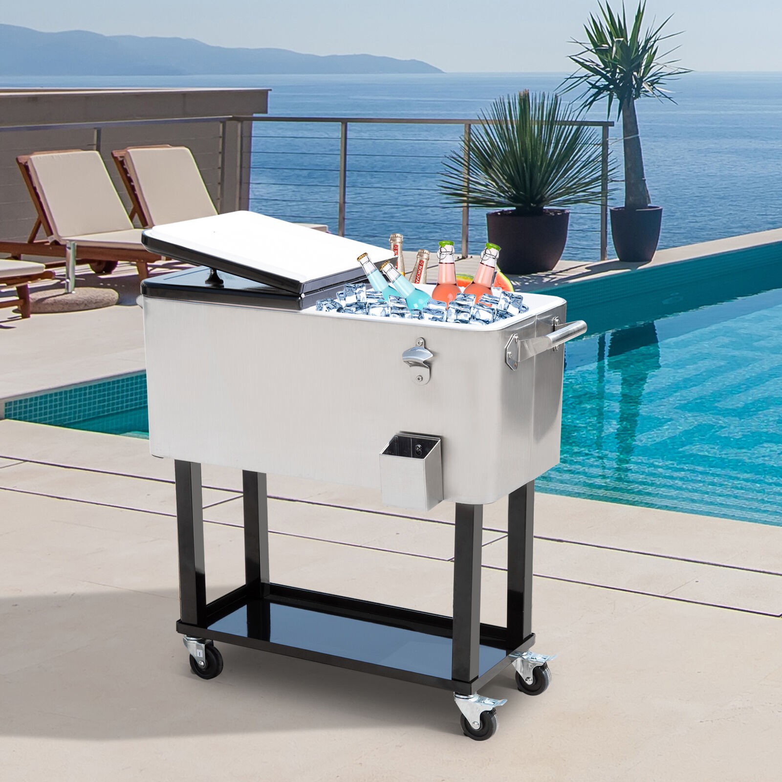 Picnic Ice Beer Chest Party Cooler Cart With Wheels