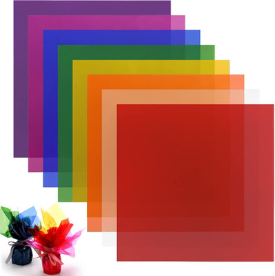 240 PCS 12'' Colored Cellophane Sheets, Large Cello Sheets, Colorful Plastic Cell