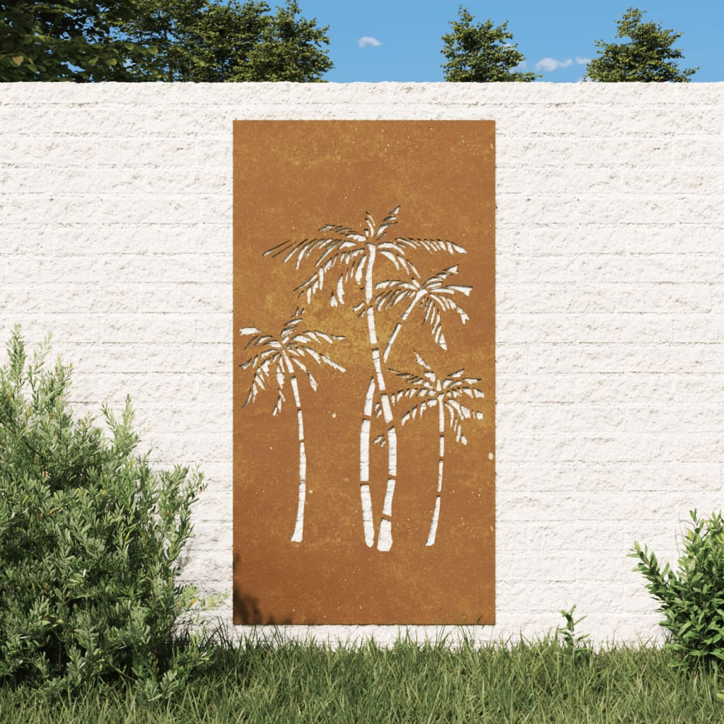 Corten Steel Palm Tree Wall Art for Patio or Garden-image