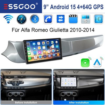 Für Alfa Romeo Giulietta 2010-2014 CarPlay Autoradio Android 15 GPS Navi 4G+64GB
